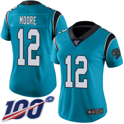 Carolina Panthers Limited Blue Women DJ Moore Jersey NFL Football #12 100th Season Rush Vapor Untouchable->women nfl jersey->Women Jersey